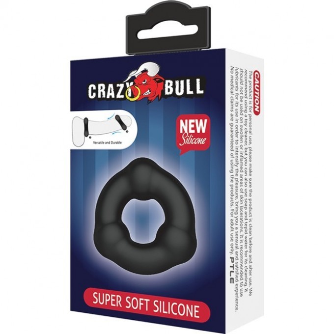 BAILE CRAZY BULL эрекционное кольцо из мягкого силикона с 3-мя шариками BI-210183