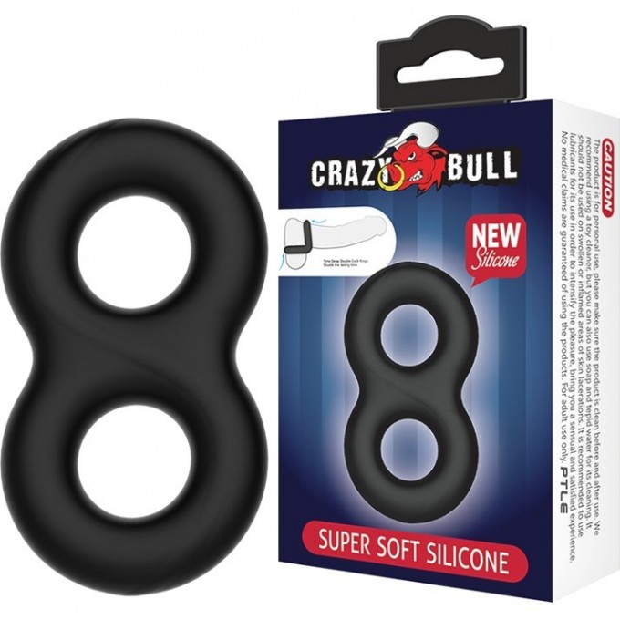 BAILE CRAZY BULL SUPER SOFT SILICON двойное эластичное эрекционное кольцо BI-210185