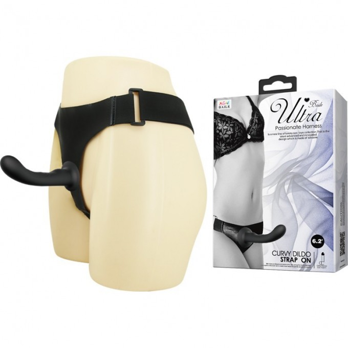 BAILE ULTRA HARNESS CURVY DILDO страпон эргономичный с изогнутой головкой BW-022053